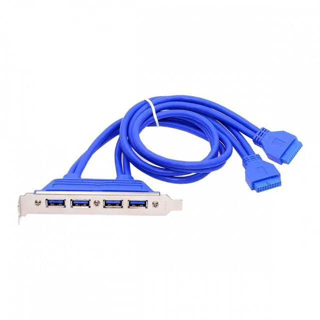 Main image of WRIARICH Internal Four Ports USB 3.0 Female Mount Panel to Motherboard 20pin Baffle Cable with PCI Bracket 50cm