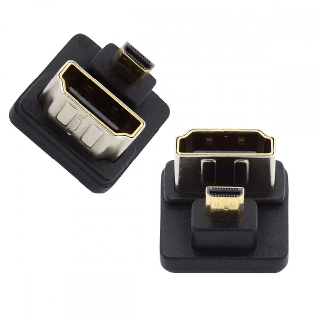 Main image of WRIARICH Cable 2pcs/lot Up & Down Micro HDMI 1.4 Male Type-D to HDMI Female Port Saver 360 Degree Opposite U Shape Back Angled Extension Adapter