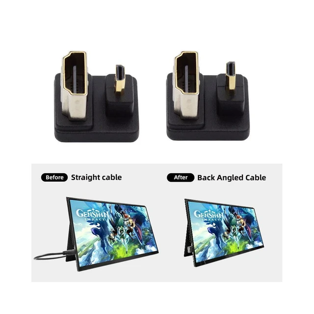 Alt view image 5 of 7 - WRIARICH Cable 2pcs/lot Up & Down Micro HDMI 1.4 Male Type-D to HDMI Female Port Saver 360 Degree Opposite U Shape Back Angled Extension Adapter