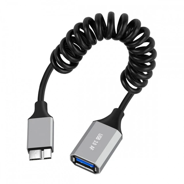 Main image of WRIARICH Micro-USB3.0 Male Host to USB3.0-A Female OTG Stretch Coiled Cable 100cm Extension 5Gbps for Disk Phone Camera Data