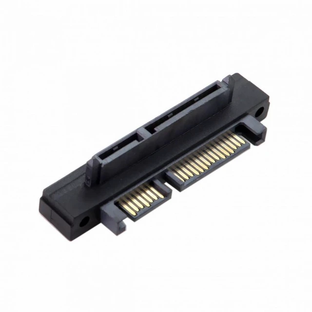Alt view image 6 of 7 - WRIARICH 90 Degree Up Angled SATA 22Pin 7+15 Male to SATA 22Pin Female Extension Convertor Adapter