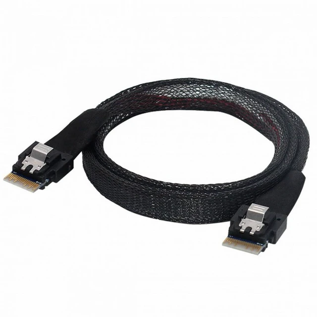 Alt view image 2 of 7 - WRIARICH PCI-E Slimline SAS 4.0 SFF-8654 4i 38pin Host to SFF-8654 Slim SAS Target Cable 50cm