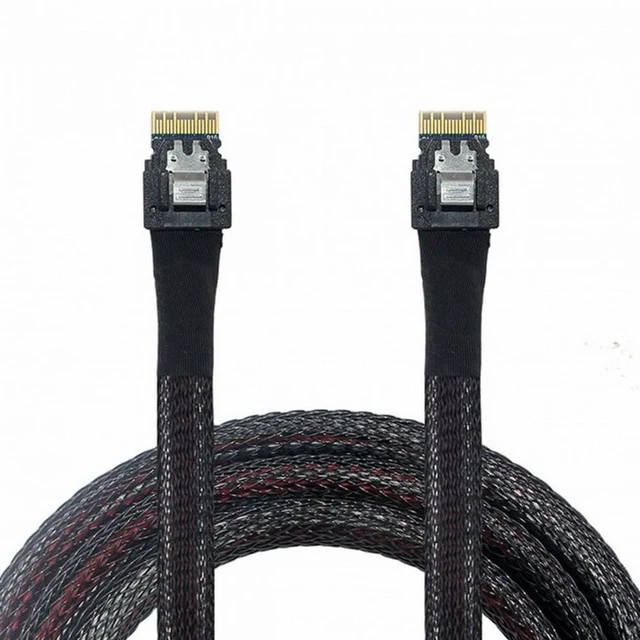 Alt view image 3 of 7 - WRIARICH PCI-E Slimline SAS 4.0 SFF-8654 4i 38pin Host to SFF-8654 Slim SAS Target Cable 50cm