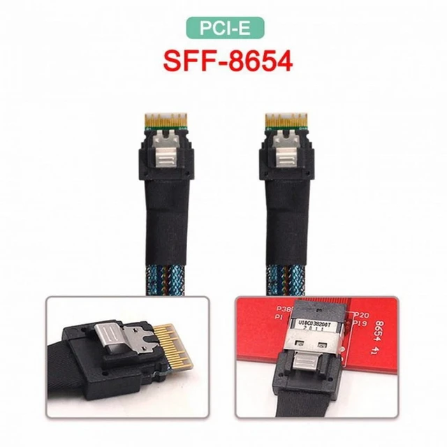 Alt view image 5 of 7 - WRIARICH PCI-E Slimline SAS 4.0 SFF-8654 4i 38pin Host to SFF-8654 Slim SAS Target Cable 50cm