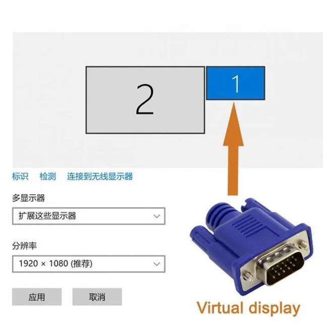 Alt view image 3 of 7 - WRIARICH Cable Virtual Display Adapter VGA RGB Monitor Dummy Plug Headless Ghost Display Emulator 1920x1080p@60Hz