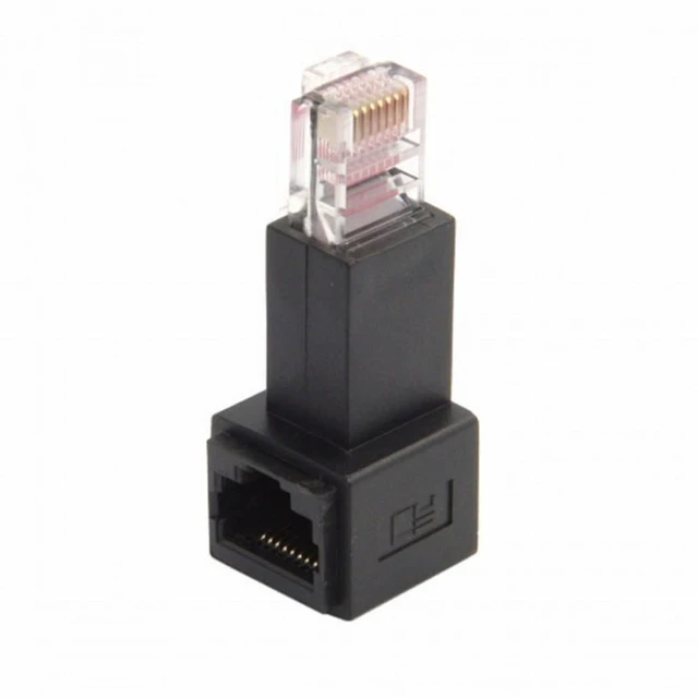 Alt view image 4 of 6 - WRIARICH Left Angled 90 Degree 8P8C FTP STP UTP Cat 5e Male to Female Lan Ethernet Network Extension Adapter