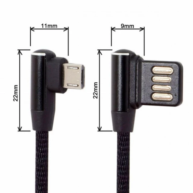 Alt view image 2 of 7 - WRIARICH Micro USB 5Pin to Left Right Angled 90 Degree USB 2.0 Data Cable with Sleeve for Tablet Phone 15cm
