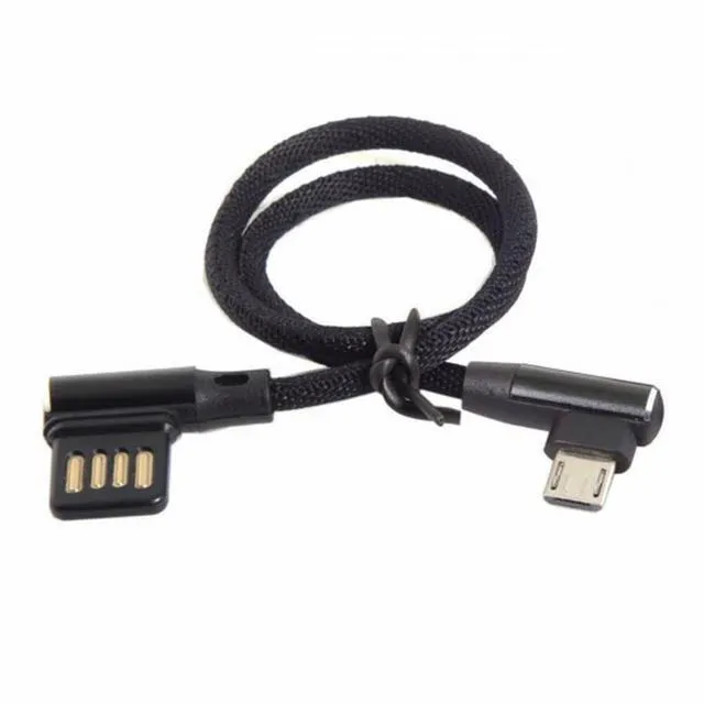 Alt view image 4 of 7 - WRIARICH Micro USB 5Pin to Left Right Angled 90 Degree USB 2.0 Data Cable with Sleeve for Tablet Phone 15cm