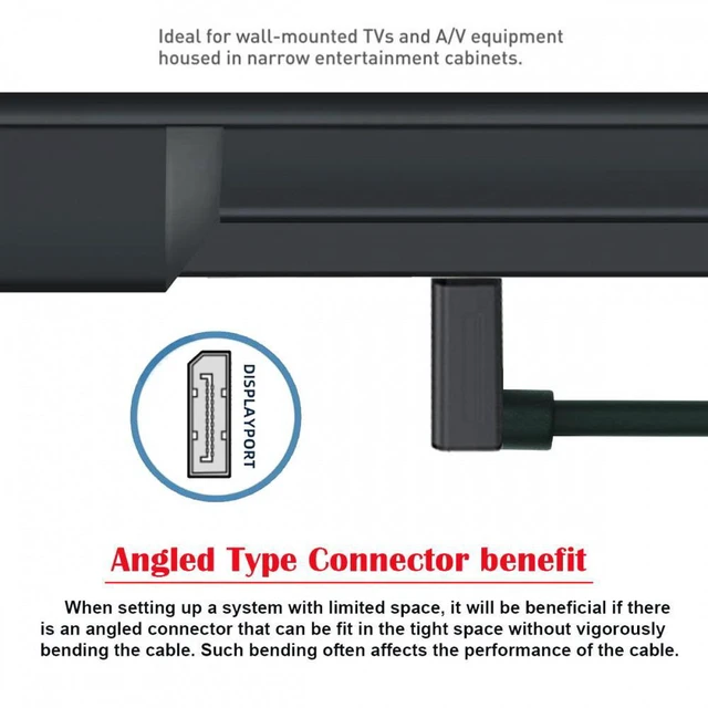 Alt view image 2 of 7 - WRIARICH Ultrafine Up Angled DisplayPort 1.4 DP Male to Female Extension Cable 8K 60hz 4K 144hz for Desktop Laptop Monitor Graphics Card 30cm