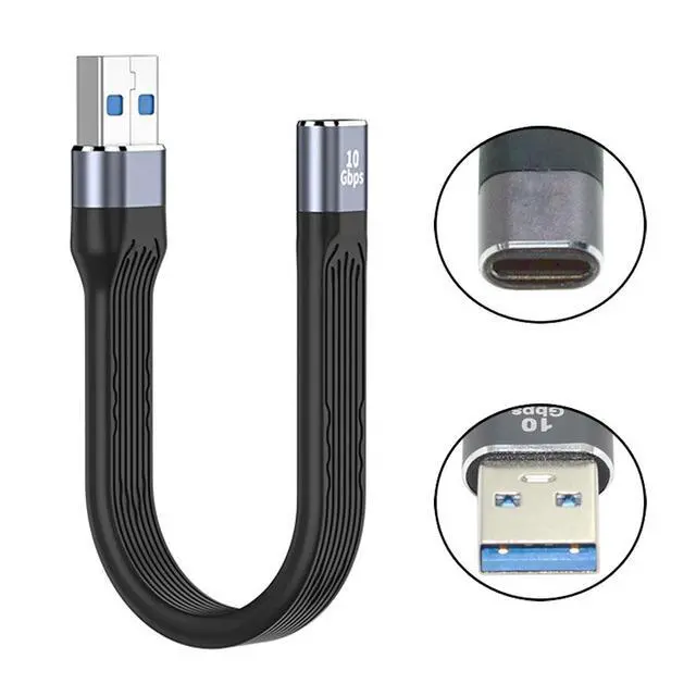Main image of WRIARICH 10Gbps USB 3.1 Type-C Female to USB3.0 Type A Male Flat Slim FPC Data Cable 13cm for Laptop Phone