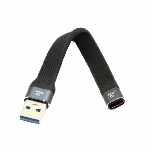 Alt view image 2 of 7 - WRIARICH 10Gbps USB 3.1 Type-C Female to USB3.0 Type A Male Flat Slim FPC Data Cable 13cm for Laptop Phone