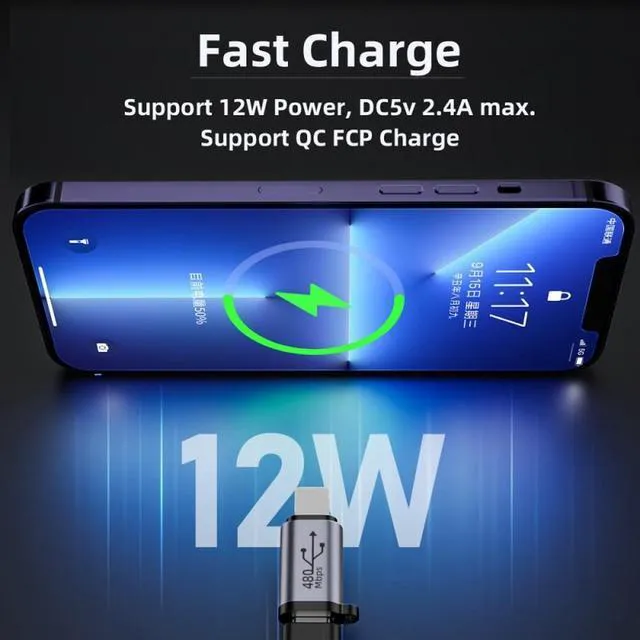 Alt view image 6 of 7 - WRIARICH 2pcs/lot USB-C USB2.0 Type-C Female to Micro Mini USB Male Power Adapter 480Mbps Data with Chain Holes