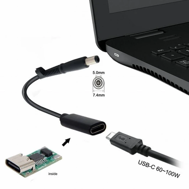 Alt view image 4 of 5 - WRIARICH PD Power Type-C USB-C Female Input to DC 7.4*5.0mm Power PD Charge Cable fit for Laptop 18-20V