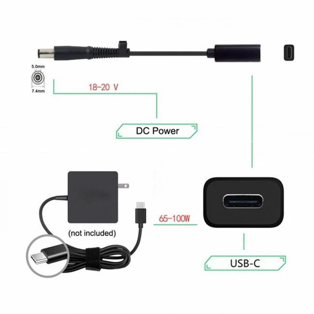 Alt view image 5 of 5 - WRIARICH PD Power Type-C USB-C Female Input to DC 7.4*5.0mm Power PD Charge Cable fit for Laptop 18-20V
