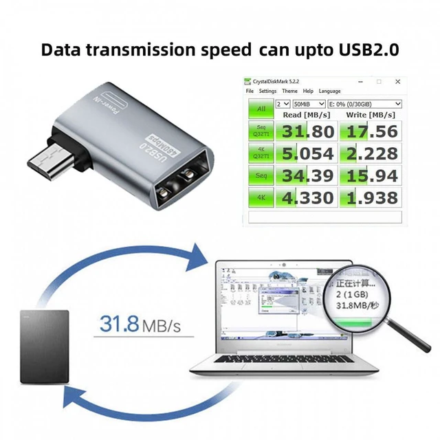 Alt view image 5 of 7 - WRIARICH Micro USB 2.0 to Type-A Female OTG Host Adapter 90 Degree Right Angled with USB Power for Phone Tablet