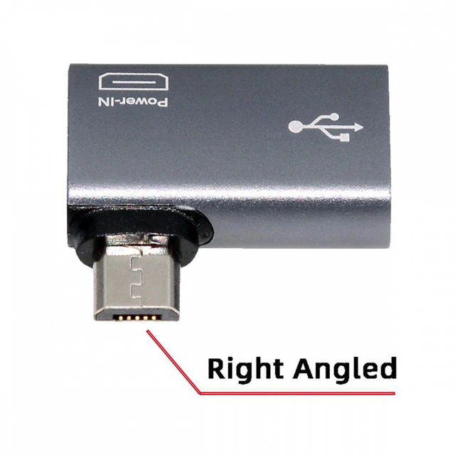 Alt view image 7 of 7 - WRIARICH Micro USB 2.0 to Type-A Female OTG Host Adapter 90 Degree Right Angled with USB Power for Phone Tablet