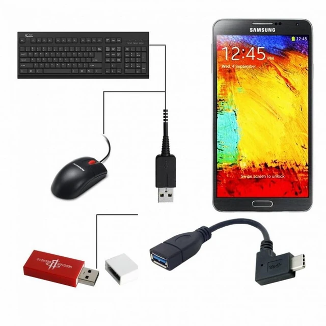 Alt view image 2 of 7 - WRIARICH 90 Degree Right Angled USB-C USB 3.1 Type-C Male to A Female OTG Data Cable for Tablet Phone