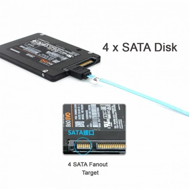 Alt view image 6 of 7 - WRIARICH Internal SAS 4 SATA Host to 4 SATA 7pin Target Hard Disk 6Gbps Data Server Raid Cable 50cm