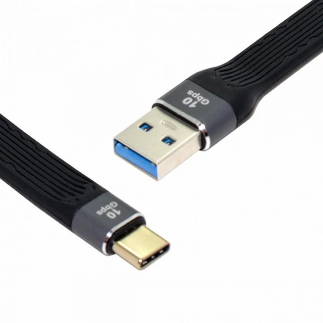 Alt view image 2 of 7 - WRIARICH 10Gbps USB 3.1 Type-C Male to USB3.0 Type A Male Flat Slim FPC Data Cable 13cm for Laptop Phone