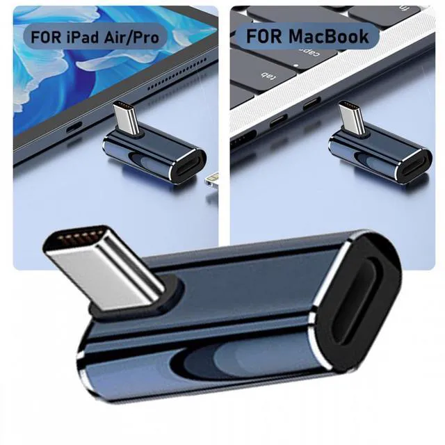 Alt view image 4 of 7 - WRIARICH USB-C Type C Male to 8P Female 27W Power 480Mbps Data Adapter Low Profile Angled Compatible with iPhone 15 & Android & Tablet