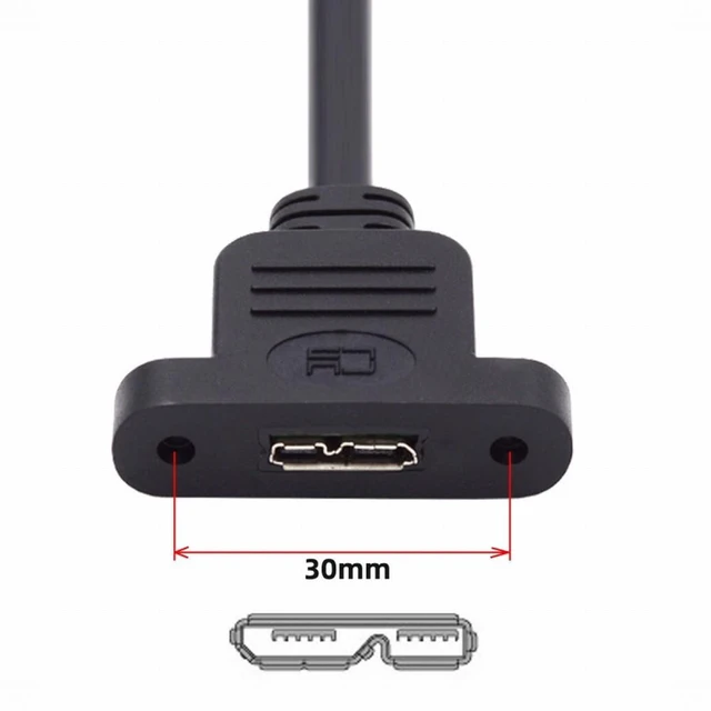 Alt view image 3 of 7 - WRIARICH Type-A USB 3.0 Male to Micro 3.0 Type-B Female Screw Mount Type Extension Cable 5Gbps