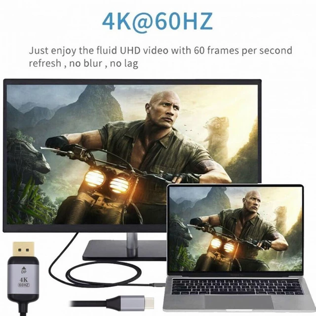 Alt view image 5 of 7 - WRIARICH USB 3.1 Type-C USB-C Source to DisplayPort DP Displays Male 4K Monitor Cable for Laptop 1.8m
