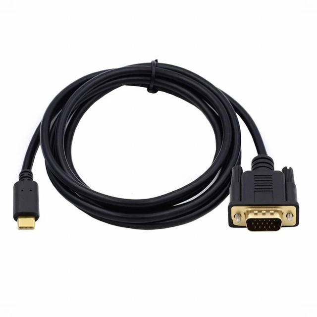 Alt view image 3 of 7 - WRIARICH USB 3.1 Type-C USB-C Source to VGA RGB 1080P Displays Male Monitor Cable for Laptop 1.8m