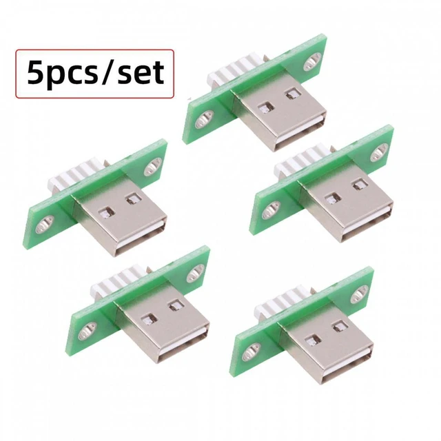 Alt view image 2 of 6 - WRIARICH 5pcs/set DIY OEM USB Type-A Male Plug Connector with Panel Mount Solder Type Reversible Design