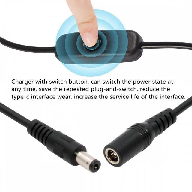 Alt view image 5 of 7 - WRIARICH DC Cable with On Off Power Switch Button DC 5.5x2.1mm Male to Female for DC 5V Desk Lamp Fan Camera