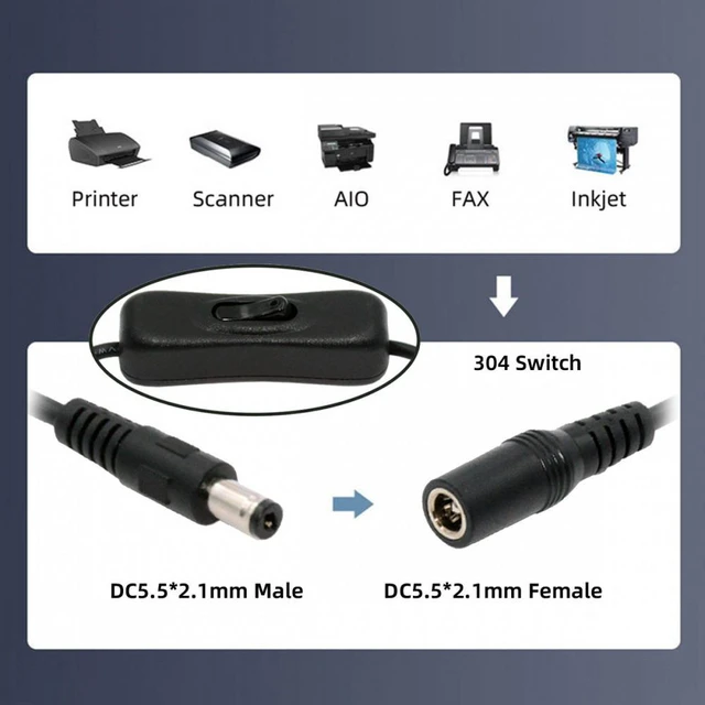 Alt view image 6 of 7 - WRIARICH DC Cable with On Off Power Switch Button DC 5.5x2.1mm Male to Female for DC 5V Desk Lamp Fan Camera