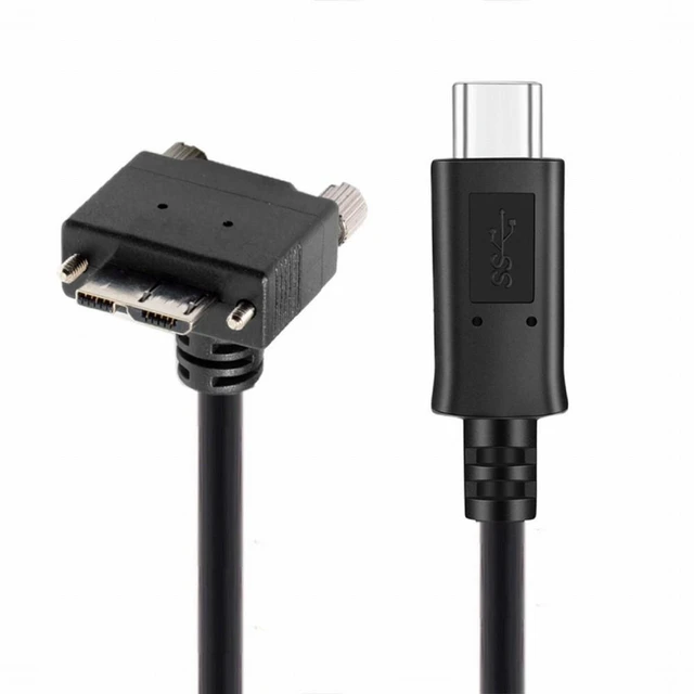 Main image of WRIARICH 5Gbps Type-C USB-C Host to Micro USB3.0 Screw Mount 90 Degree Down Angled for Industrial Camera Storage (100cm)