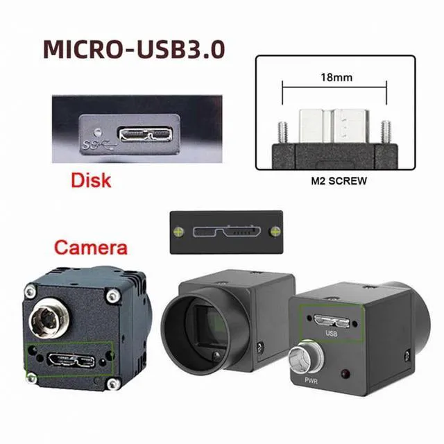 Alt view image 4 of 7 - WRIARICH 5Gbps Type-C USB-C Host to Micro USB3.0 Screw Mount 90 Degree Down Angled for Industrial Camera Storage (100cm)