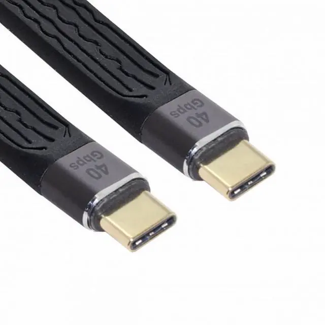Alt view image 2 of 7 - WRIARICH Type-C USB-C Male to Male USB4 40Gbps 100W 8K Flat Slim FPC Data Cable 13cm for Laptop Phone
