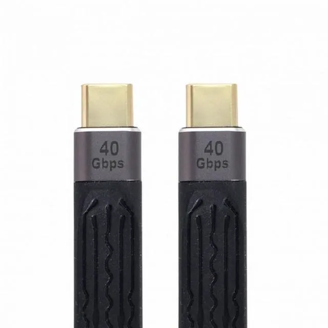 Alt view image 3 of 7 - WRIARICH Type-C USB-C Male to Male USB4 40Gbps 100W 8K Flat Slim FPC Data Cable 13cm for Laptop Phone