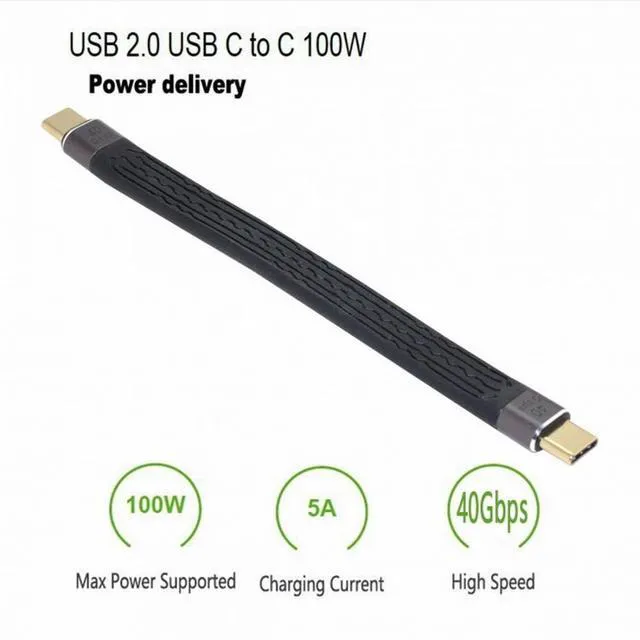Alt view image 5 of 7 - WRIARICH Type-C USB-C Male to Male USB4 40Gbps 100W 8K Flat Slim FPC Data Cable 13cm for Laptop Phone