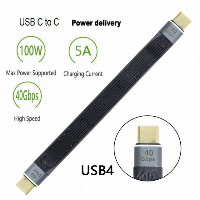 Alt view image 7 of 7 - WRIARICH Type-C USB-C Male to Male USB4 40Gbps 100W 8K Flat Slim FPC Data Cable 13cm for Laptop Phone