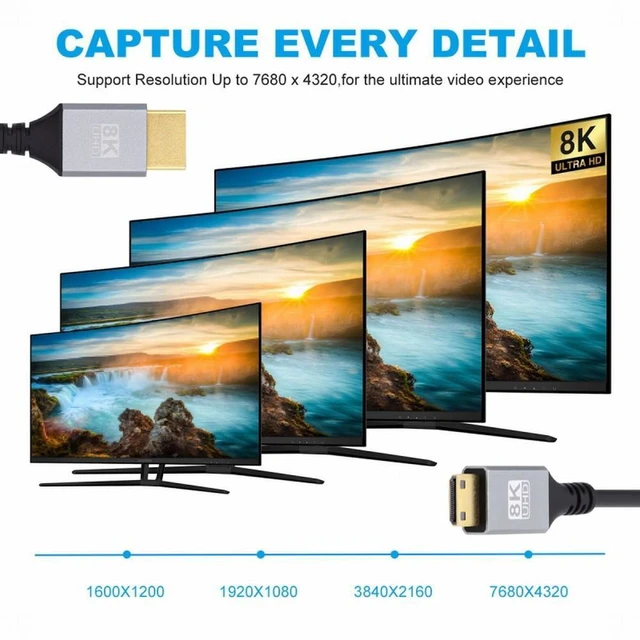 Alt view image 4 of 7 - WRIARICH Mini HDMI 2.1 Ultra Thin HDTV (0.5M) Cable 8K 4K Hyper Super Flexible Slim Cord Type-A to Type-C for Camera HDTV (0.5M)