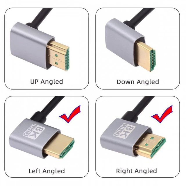 Alt view image 3 of 7 - WRIARICH HDMI 2.1 Ultra Thin HDTV Cable 8K 4K Hyper Super Flexible Slim Cord Left Angled to Right Angled 90 Degree Type-A for Computer HDTV