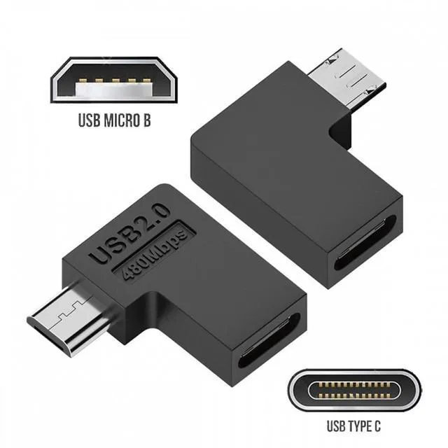 Alt view image 3 of 7 - WRIARICH 4pcs/lot USB-C USB2.0 Type-C Female to Micro USB Male Power Data Adapter 90 Degree Right Angled Type