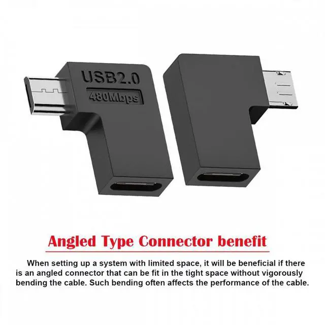 Alt view image 5 of 7 - WRIARICH 4pcs/lot USB-C USB2.0 Type-C Female to Micro USB Male Power Data Adapter 90 Degree Right Angled Type