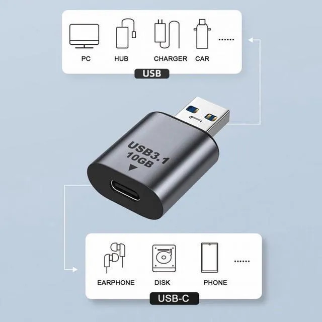 Alt view image 4 of 6 - WRIARICH USB-C USB 3.1 Type-C Female to USB 3.0 A Male Data Adapter 10Gbps Data Power for Laptop Tablet Phone