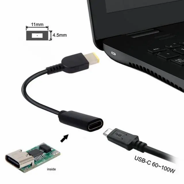 Alt view image 4 of 5 - WRIARICH PD Power Type-C USB-C to Rectangle 11.0*4.5mm Power Plug PD Emulator Trigger Charge Cable for ThinkPad X1 Carbon