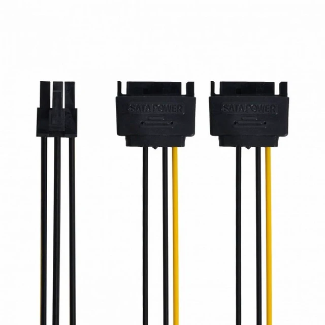 Alt view image 6 of 7 - WRIARICH Dual two SATA 15 Pin Male M to PCI-e Express Card 6 Pin Female Graphics Video Card Power Cable 15cm