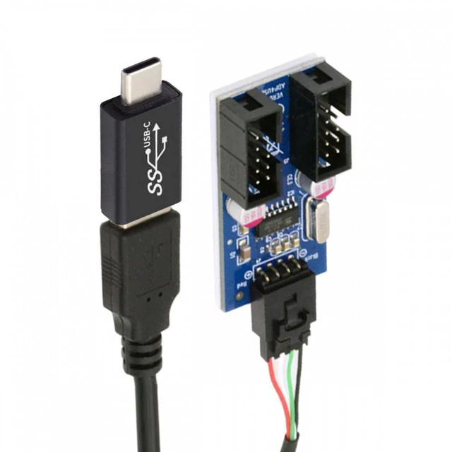 Main image of WRIARICH USB 3.1 Male Type-C USB-C to USB 2.0 Type-A Male 1 to 2 Female Motherboard 9pin 10pinHeader HUB Adapter Port Multiplier
