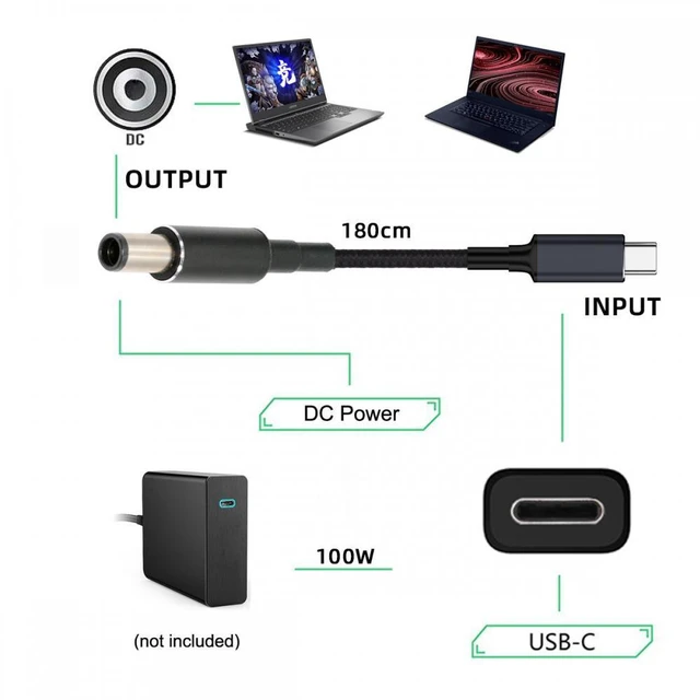 Alt view image 5 of 7 - WRIARICH PD Power 100W Type-C USB-C Input to 20V DC 7.4*5.0mm Output Power 20V 5A 65W PD Charge Cable compatible with HP-Laptop