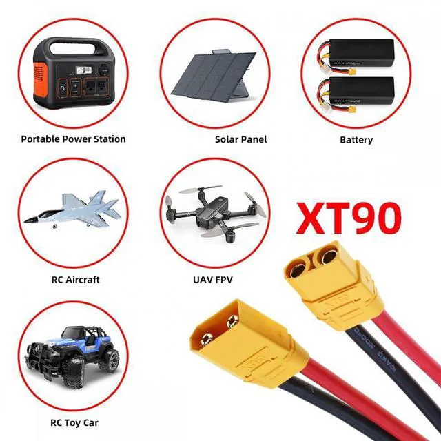 Alt view image 4 of 7 - WRIARICH XT90 Male to Female 10AWG Extension Cable Connector for RC Battery Portable Power Station Solar Panel