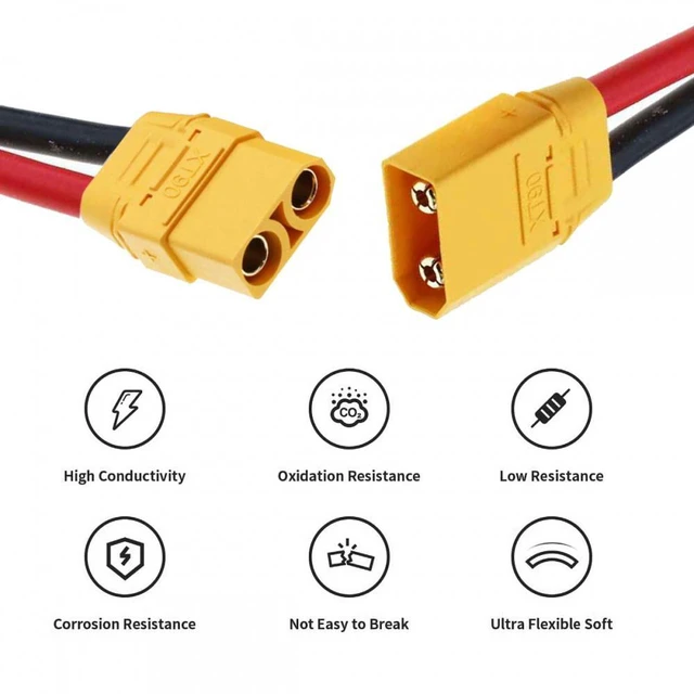 Alt view image 5 of 7 - WRIARICH XT90 Male to Female 10AWG Extension Cable Connector for RC Battery Portable Power Station Solar Panel
