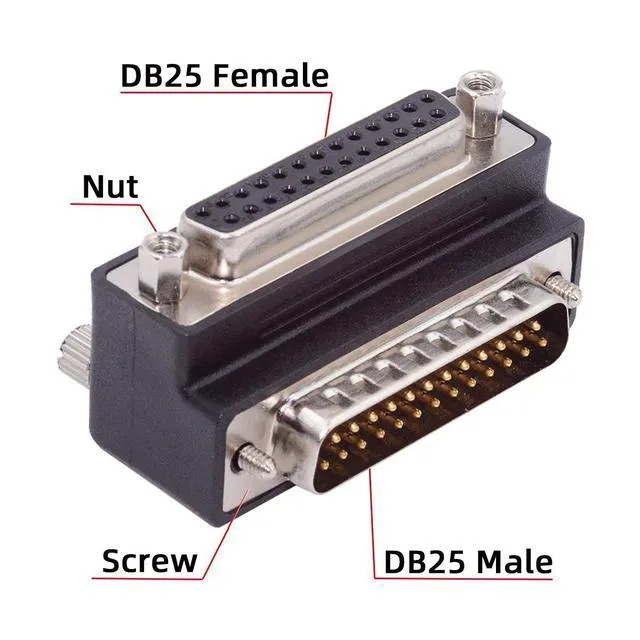 Alt view image 3 of 7 - WRIARICH Cable DSUB Parallel LPT AES/EBU DB25pin Male Nut to Female Screw Extension Adapter DB Connector Up 90 Degree Angled