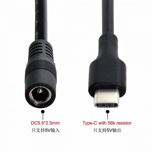 Alt view image 3 of 7 - WRIARICH USB 3.1 Type-C USB-C to DC 5V 5.5*2.5mm Power Jack Extension Charge Cable for Cell Phone Tablet