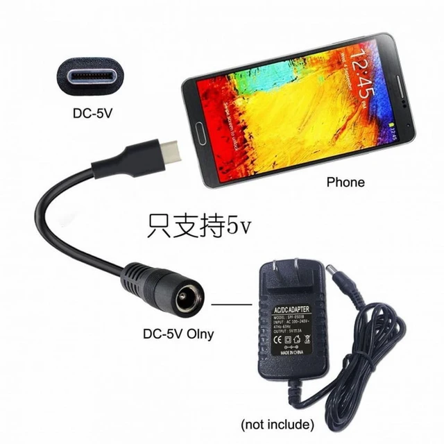 Alt view image 6 of 7 - WRIARICH USB 3.1 Type-C USB-C to DC 5V 5.5*2.5mm Power Jack Extension Charge Cable for Cell Phone Tablet